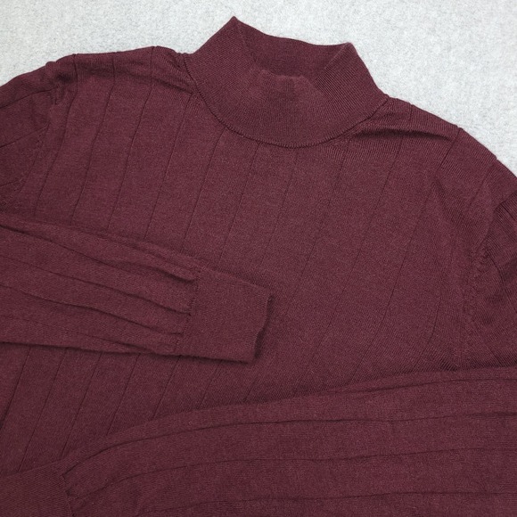 Jos. A. Bank Traveler Sweater Mens 2XLT Merino Wool Burgundy Ribbed Mock Neck - Picture 1 of 13